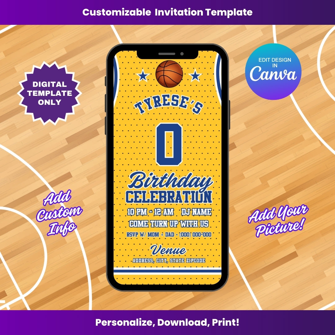 Pacers Birthday Flyer Editable Canva Template (Vertical)