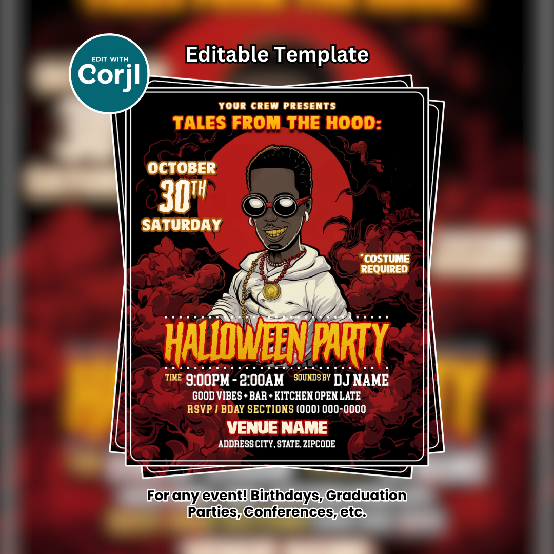 Halloween Party Flyer - Editable Template