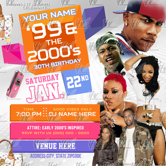 106 and Park Birthday Party Invitation Editable Canva Template