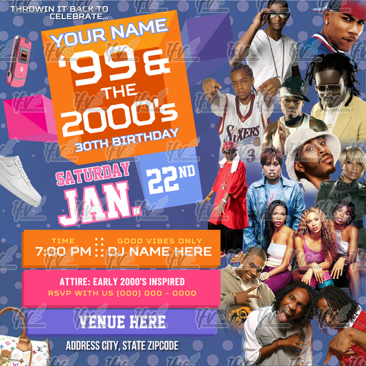 106 and Park Birthday Party Invitation Editable Canva Template