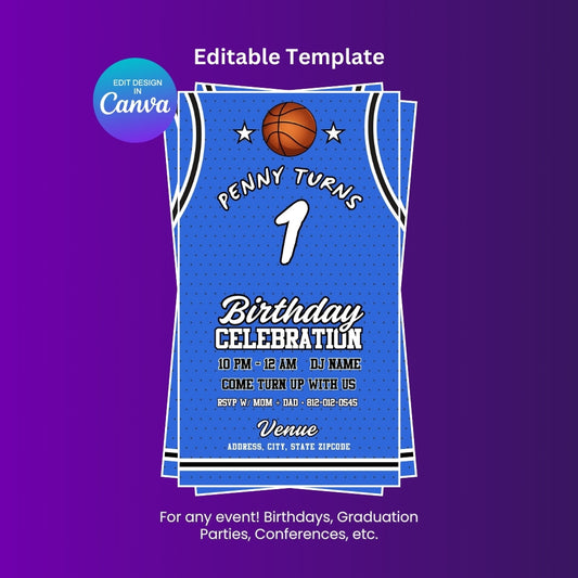 Magic Birthday Invitation Editable Canva Template (Vertical)