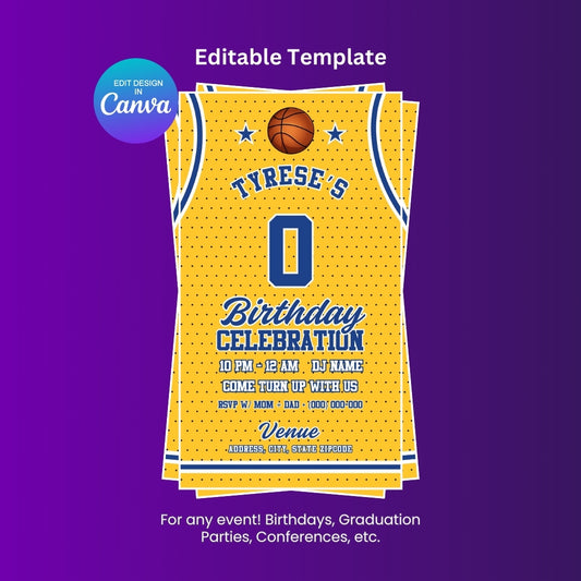 Pacers Birthday Flyer Editable Canva Template (Vertical)