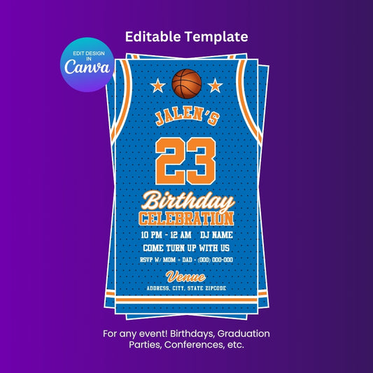 Knicks Birthday Flyer Editable Canva Template (Vertical)