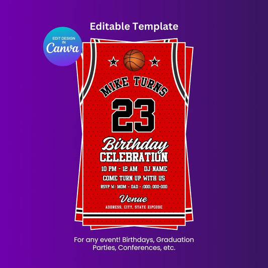 Bulls Birthday Flyer Editable Canva Template (Vertical)
