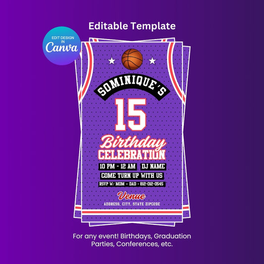 Raptors Magic Birthday Flyer Editable Canva Template (Vertical)
