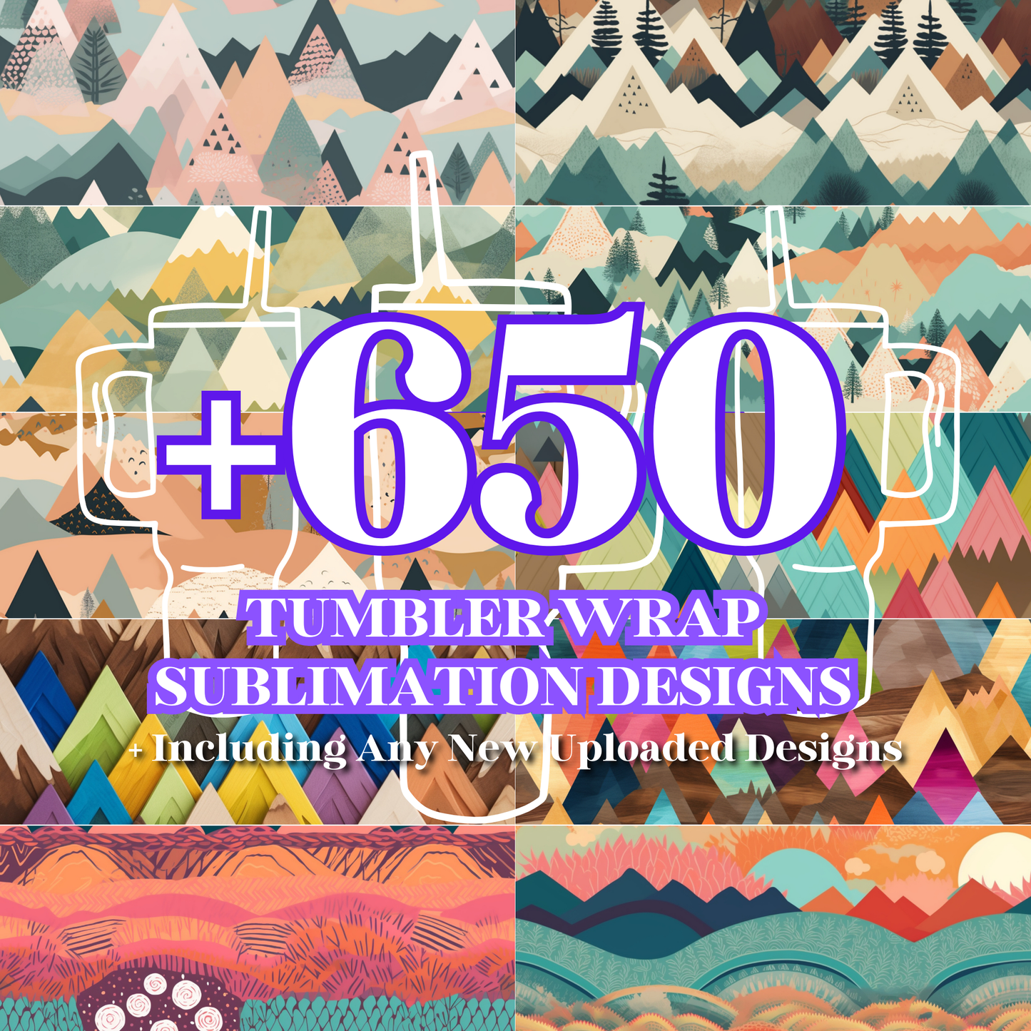 20 Oz Skinny Tumbler Sublimation Wrap Design Bundle