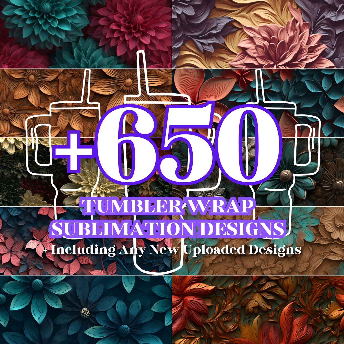 20 Oz Skinny Tumbler Sublimation Wrap Design Bundle