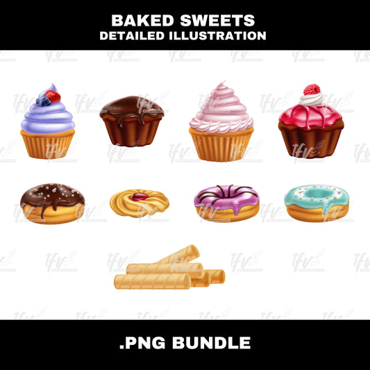 Desert Clip Art Bundle, Pastries Illustration