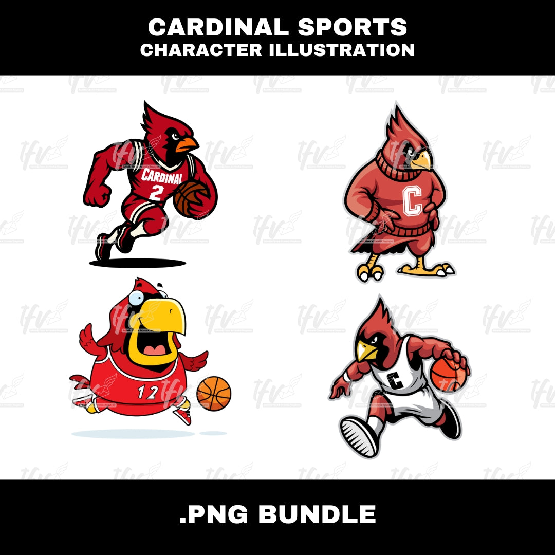 Cardinal Clip Art, Cardinal Basketball Character Illustration