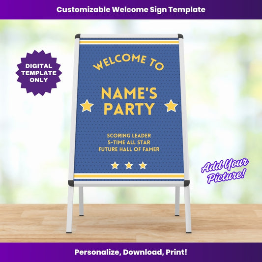 Warriors Party Welcome Sign – Editable Template (Canva Design)
