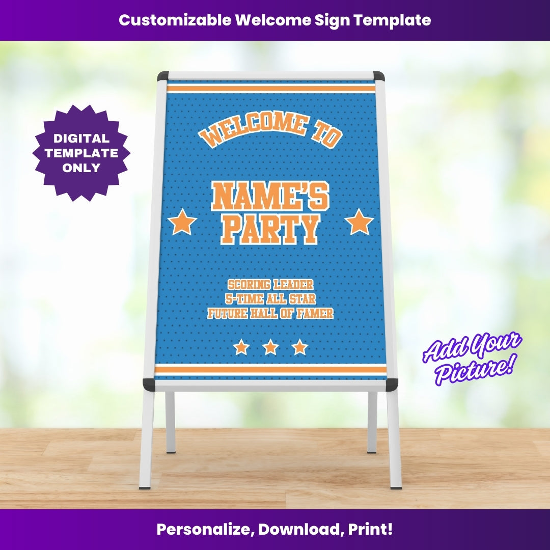 Knicks Party Welcome Sign – Editable Template (Canva Design)