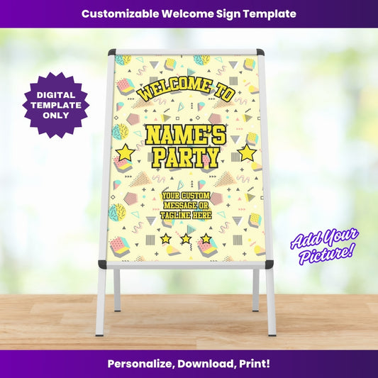 Fresh Prince 90s Party Welcome Sign – Editable Template (Canva Design)