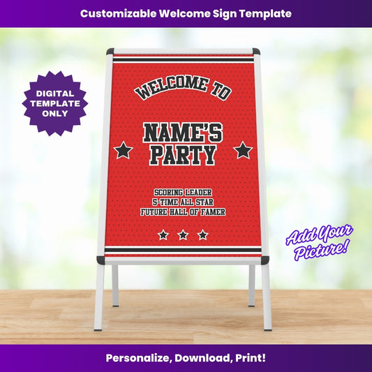 Bulls Party Welcome Sign – Editable Template (Canva Design)
