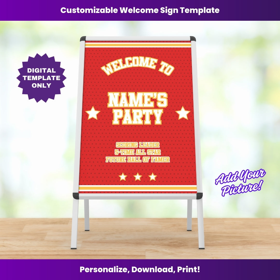 Hawks Party Welcome Sign – Editable Template (Canva Design)