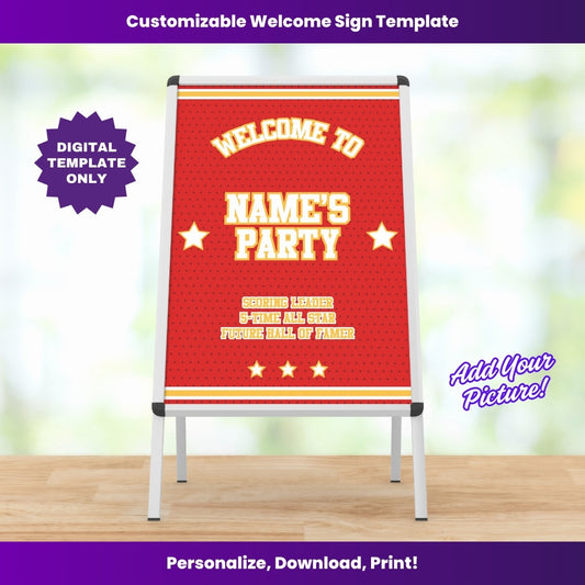 Hawks Party Welcome Sign – Editable Template (Canva Design)