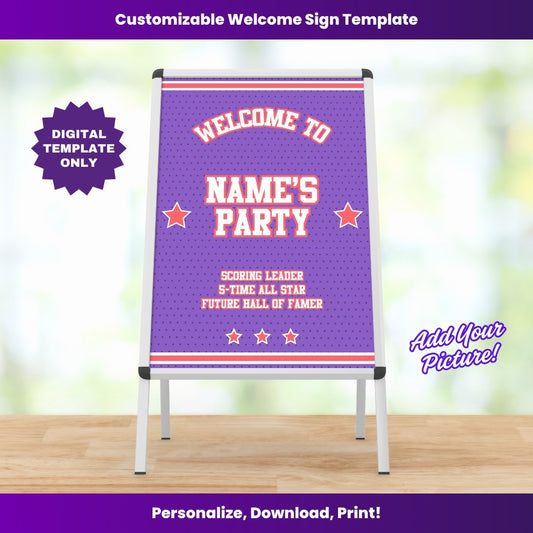 Raptors Party Welcome Sign – Editable Template (Canva Design)