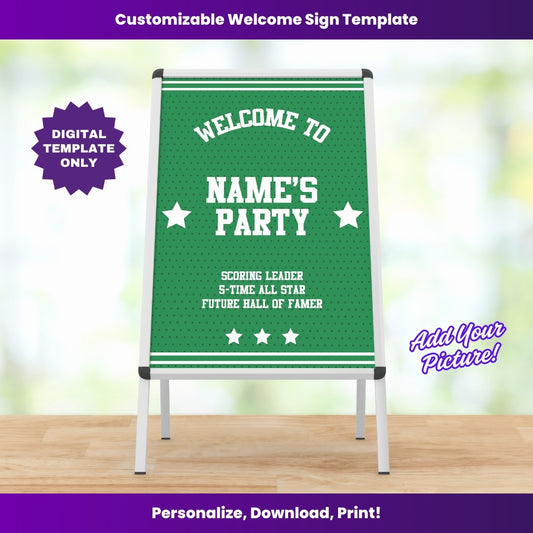Celtics Party Welcome Sign – Editable Template (Canva Design)