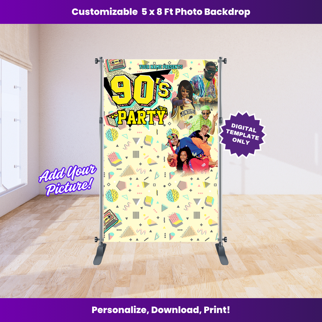 Fresh Prince 90's Backdrop Editable Template (5x8 ft)
