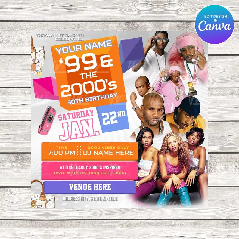 White 106 and Park Birthday Party (White) Flyer Editable Template