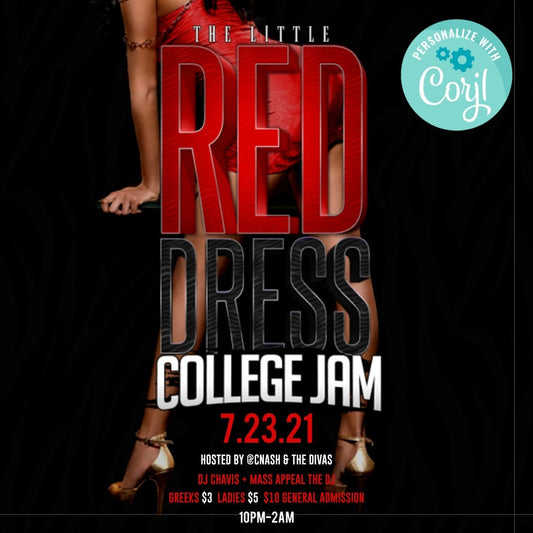 Red Dress College Jam Flyer Editable Template