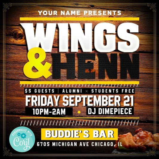 Wings & Henn Party Flyer Editable Template