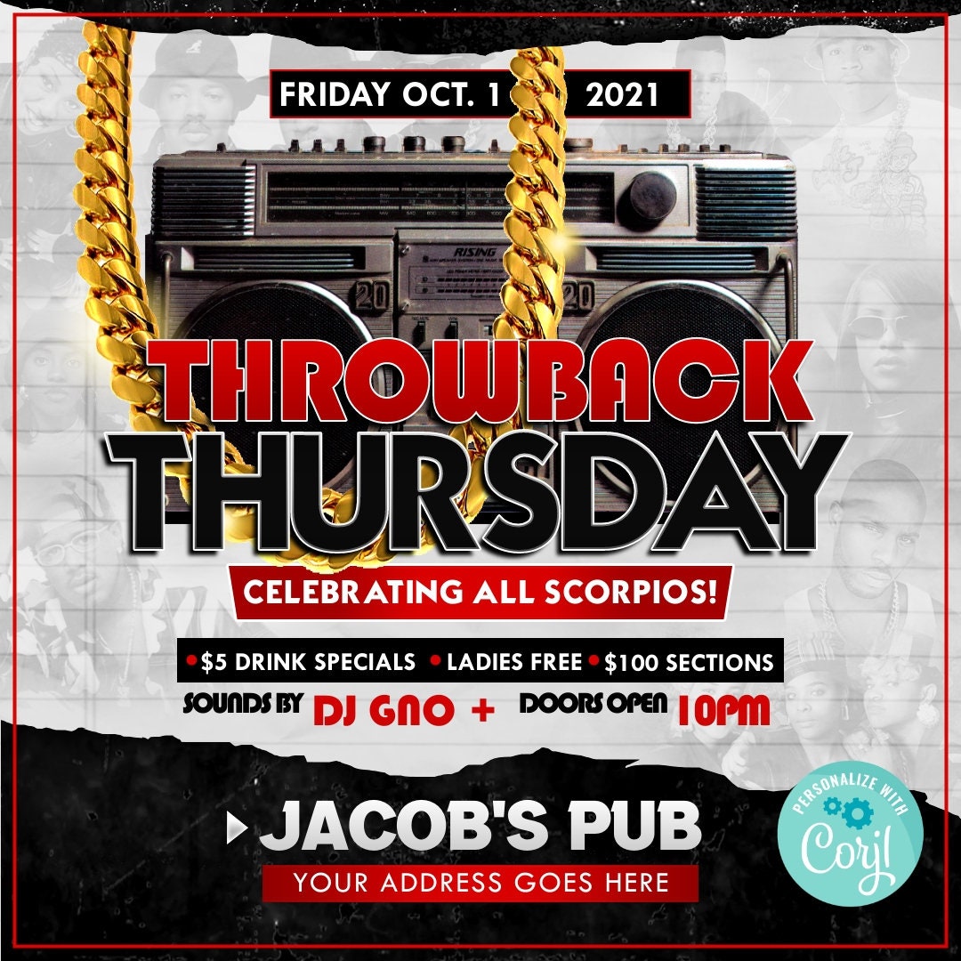 Throwback Thursday Party Invitation – Editable Template (Corjl Design)