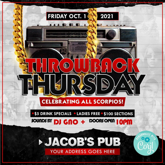 Throwback Thursday Party Invitation – Editable Template (Corjl Design)