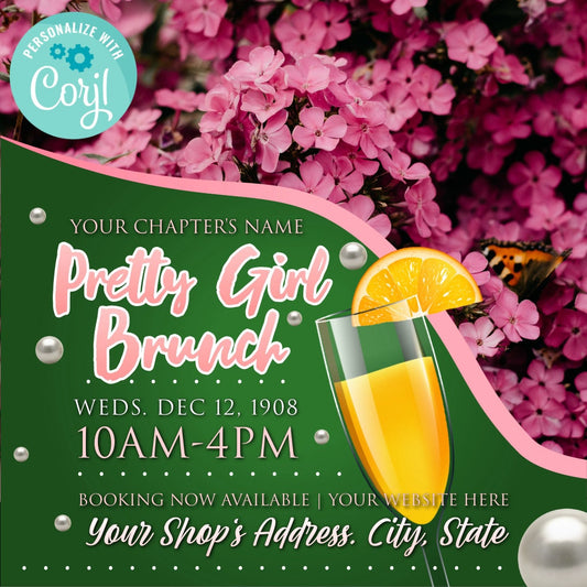 Pretty Girl Brunch Party Flyer Editable Template