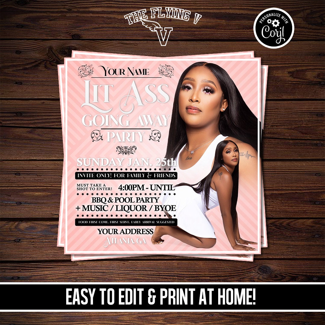 Lit Ass Going Away Party Invitation – Editable Template (Corjl Design)