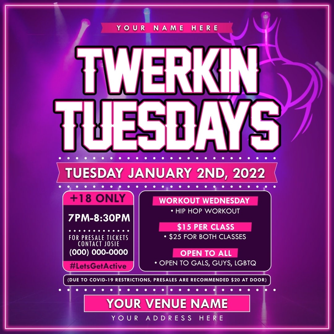 Twerking Tuesdays Workout Flyer Editable Template