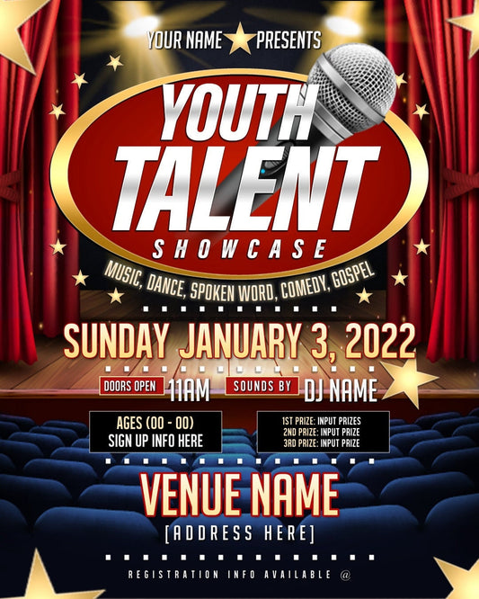 Youth Talent Showcase Invitation – Editable Template (Corjl Design)