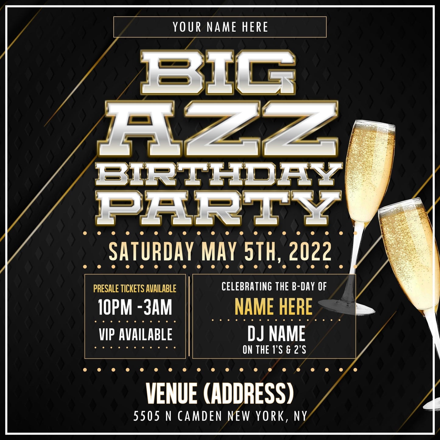 Big Azz Birthday Party Invitation - Editable Template (Corjl Design)