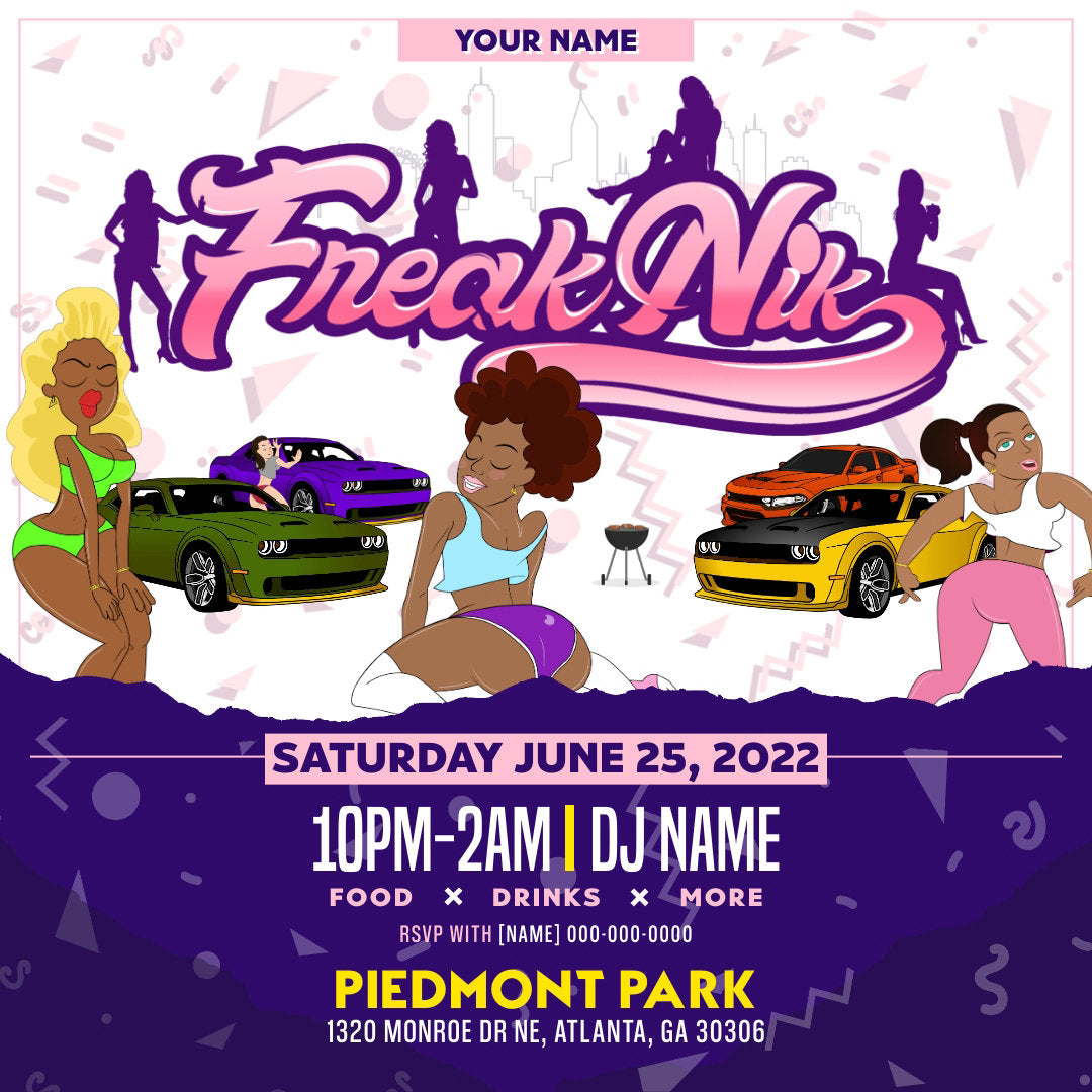 Freaknik Party Flyer (Purple) Editable Template