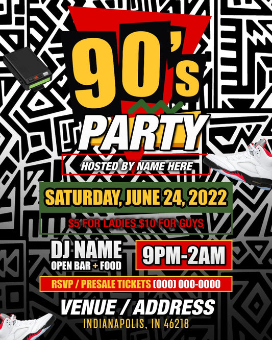 90's Party Flyer Editable Template (Brooklyn Zoo)