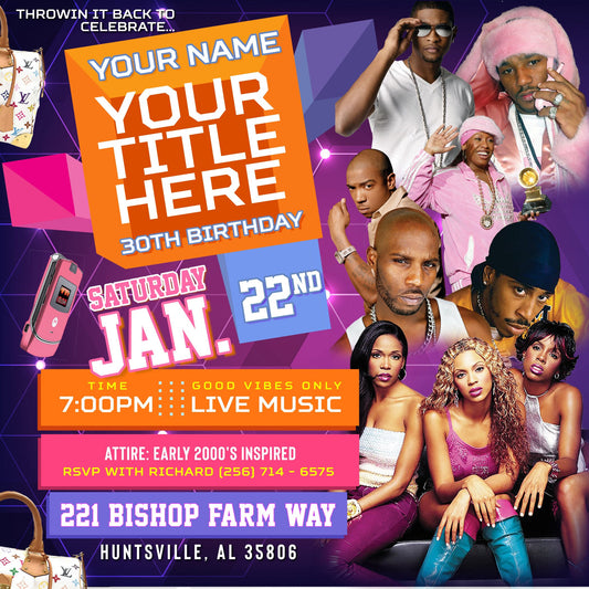 Neon Purple 106 and Park Party Invitation (Purple Haze) – Editable Corjl Template