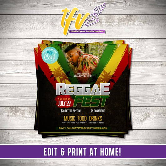Reggae Fest Party Flyer Editable Template