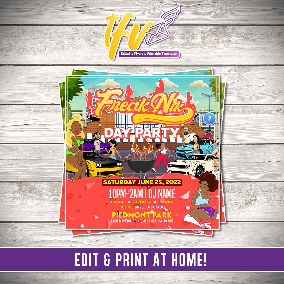 Freaknik Day Party Flyer Editable Template (Peach)