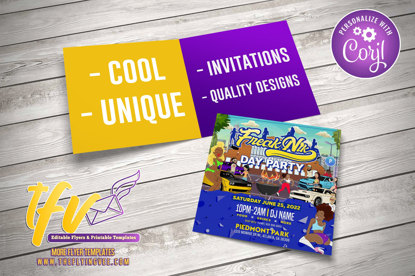 Freaknik Day Party Flyer with Blue Theme - Customizable Digital Invitation Template