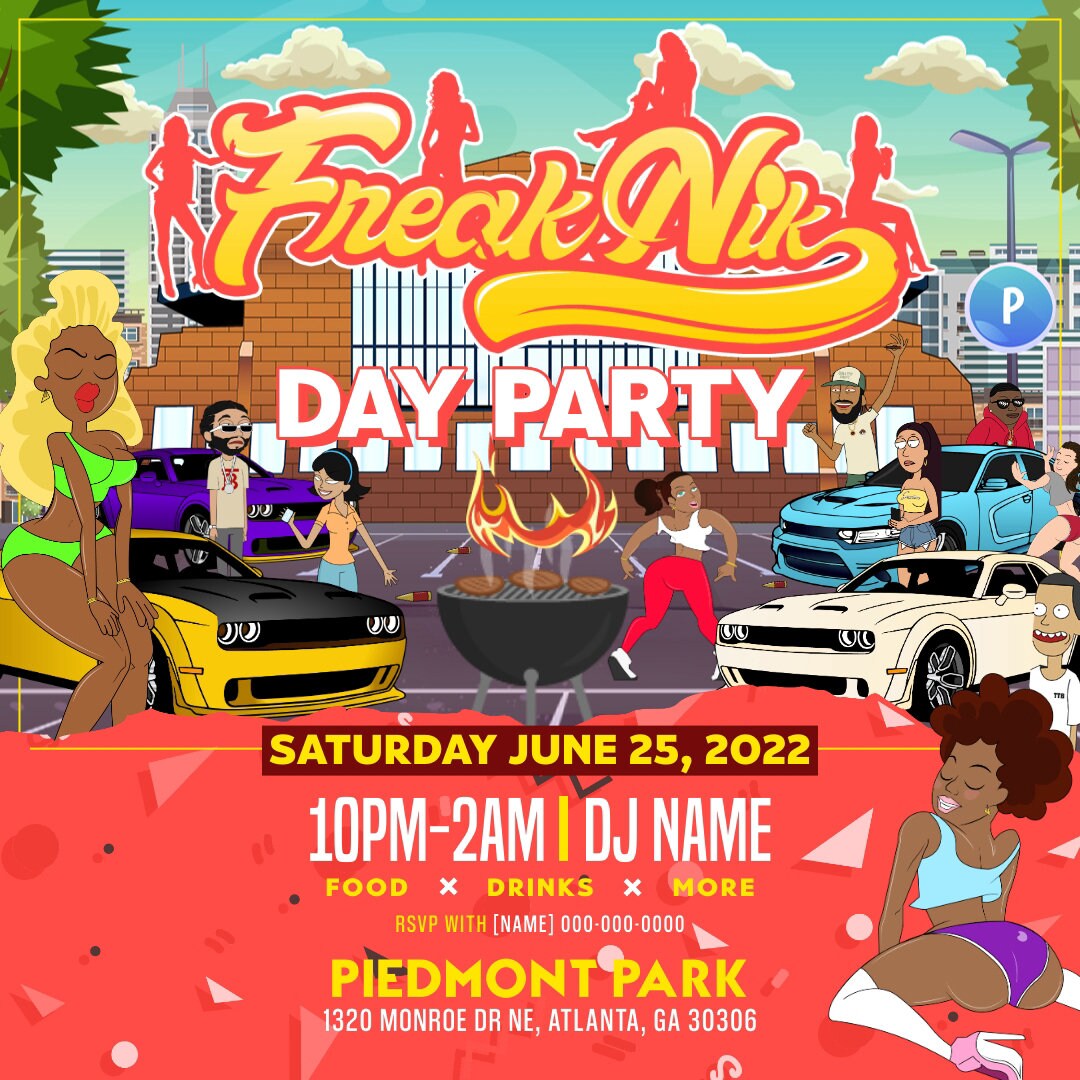 Freaknik Day Party Flyer Editable Template (Peach)