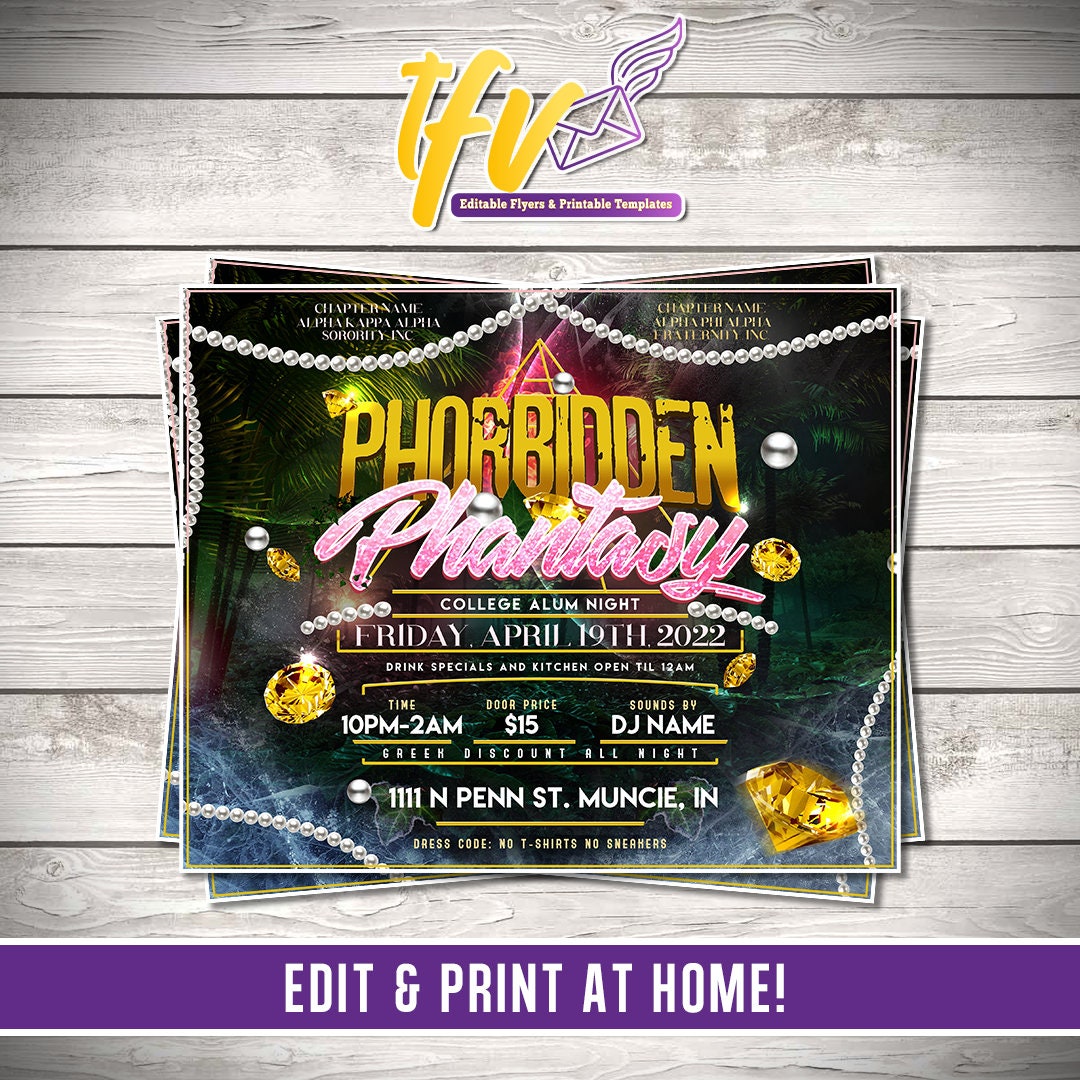 Forbidden Fantasy Greek Party Flyer Editable Template