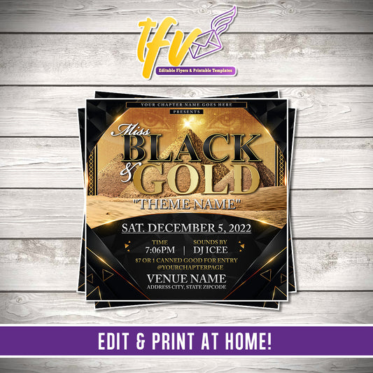 Miss Black and Gold Pageant Flyer Editable Template