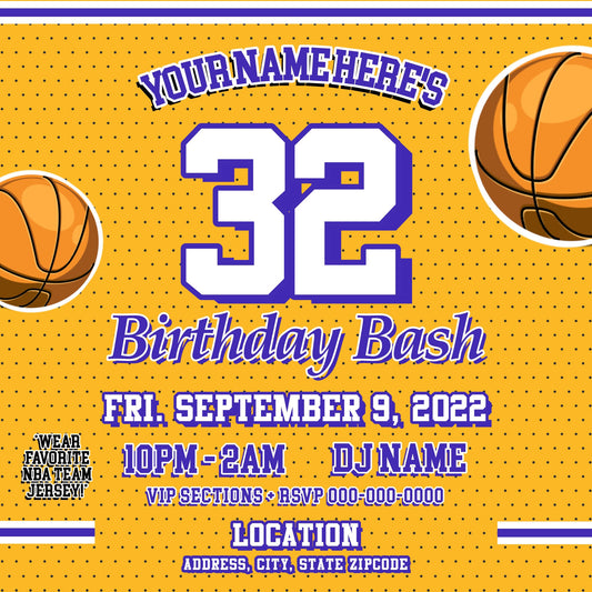 Laker Birthday Party Invitation – Editable Template (Corjl Design)