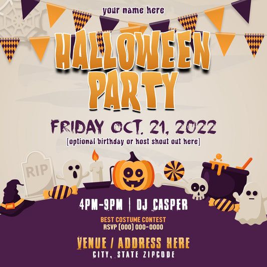 Halloween Party Flyer Editable Template
