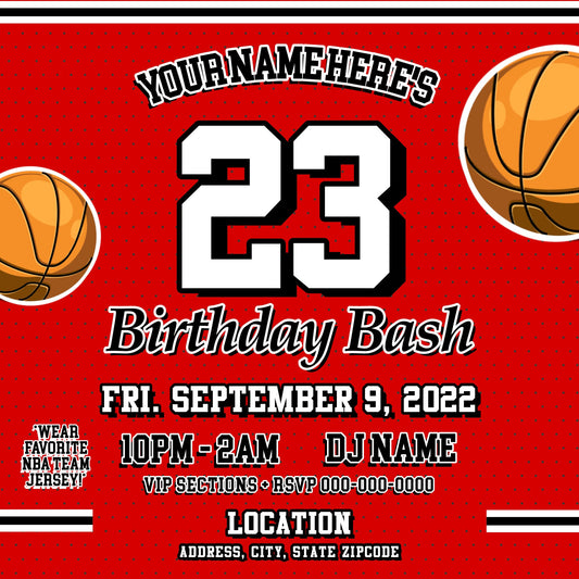 Chicago Bulls Birthday Party Invitation – Editable Template (Corjl Design)