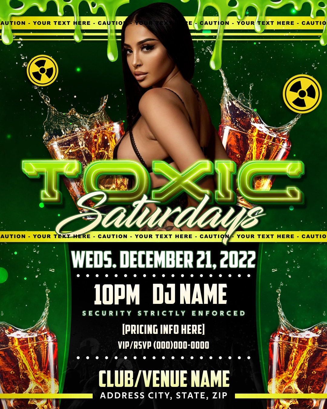 Toxic Saturdays Club Party Invitation – Editable Template (Corjl Design)
