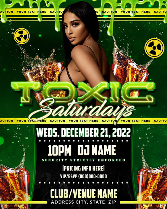 Toxic Saturdays Club Party Invitation – Editable Template (Corjl Design)