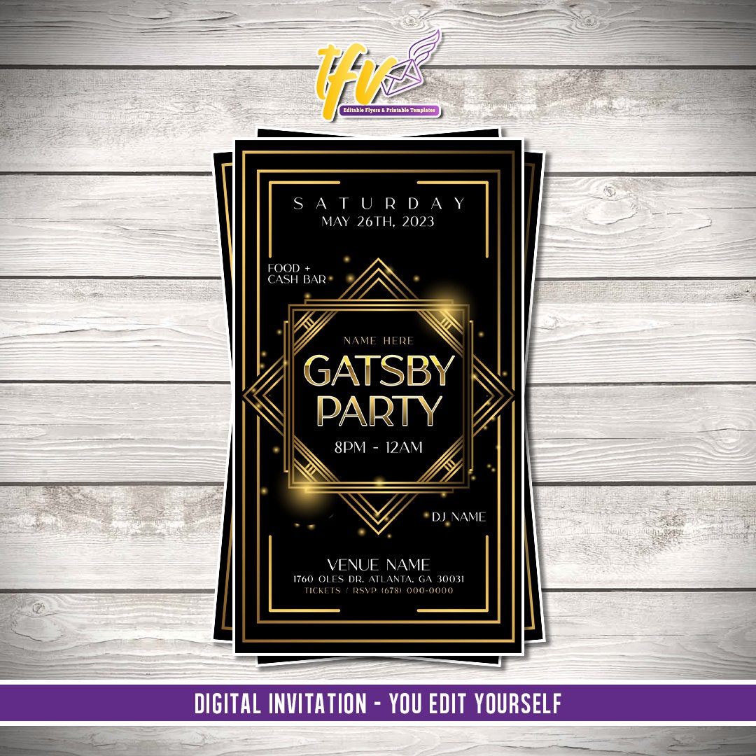 Gatsby Party Invitation - Editable Corjl Template