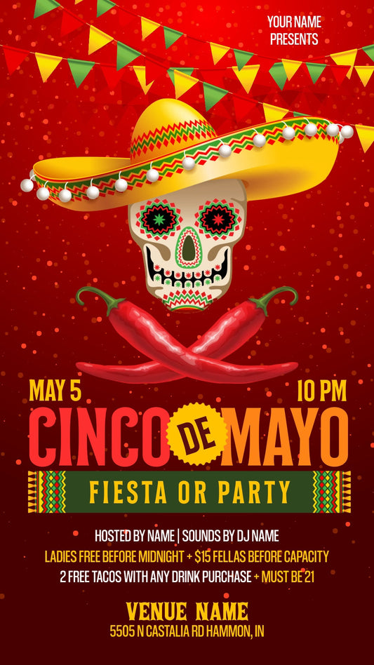 Cinco De Mayo Party Invitation - Editable Corjl Template