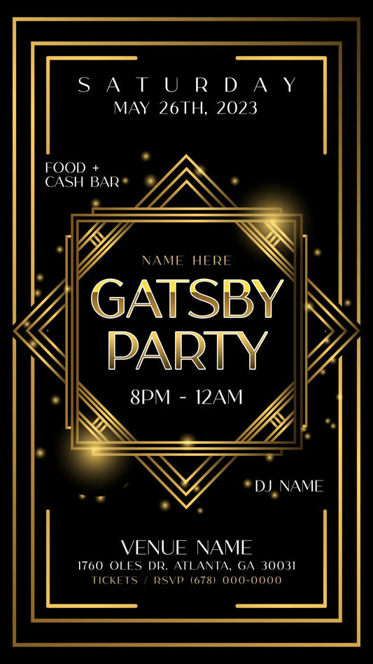Gatsby Party Invitation - Editable Corjl Template