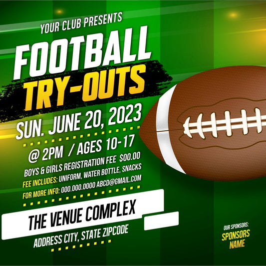 Football Tryouts Invitation – Editable Template (Corjl Design)